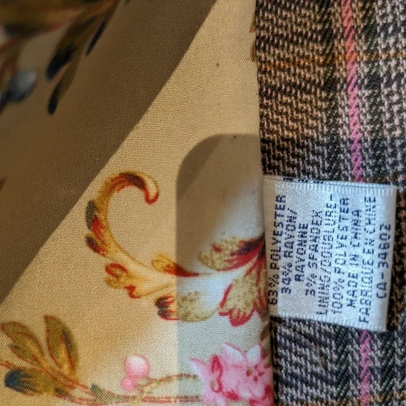 Della Spiga Weekend long blazer jacket top size 12 color checkered brown… - Picture 7 of 7